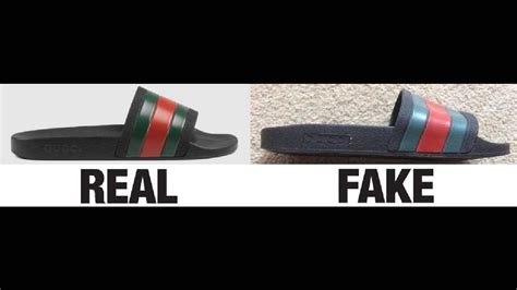 fake logo slide sandal gucci black|how to identify gucci slides.